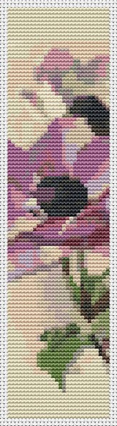 Purple Flowers Bookmark Counted Cross Stitch Pattern Catherine Klein
