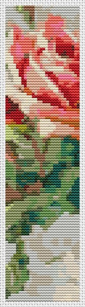 Lush Pink Rose Bookmark Counted Cross Stitch Pattern Catherine Klein
