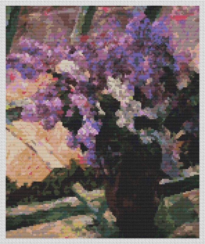 Lilacs in a Window Counted Cross Stitch Kit Mary Cassatt