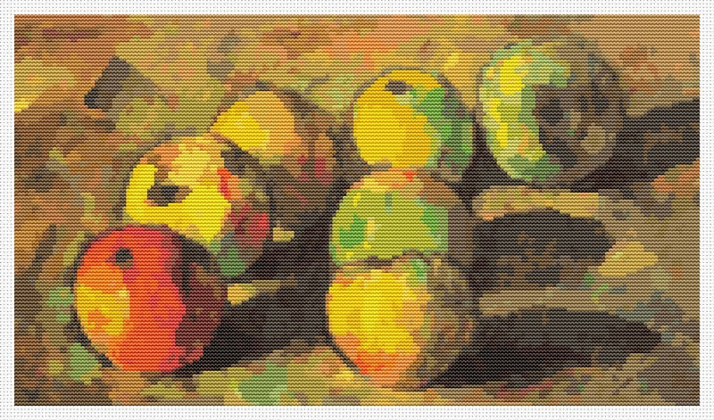 Still Life with Seven Apples Counted Cross Stitch Pattern Paul Cezanne