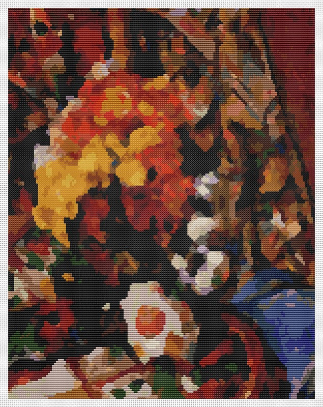 Chrysanthemums Counted Cross Stitch Pattern Paul Cezanne