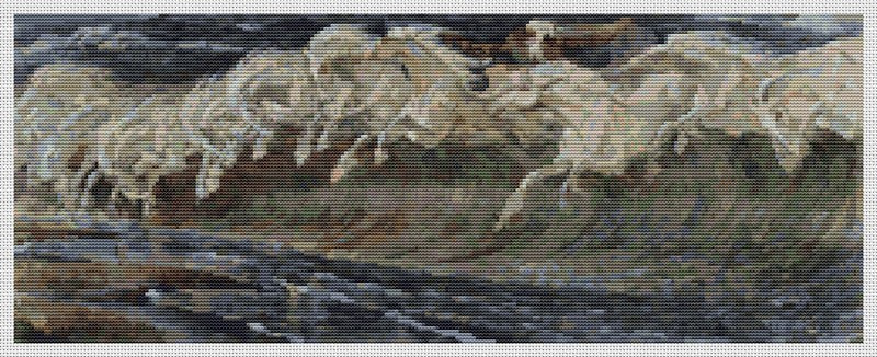 Horses of Neptune Counted Cross Stitch Pattern Walter Crane