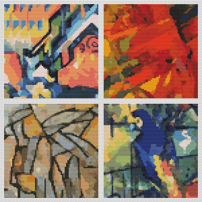 Four Squares featuring Abstract Counted Cross Stitch Pattern The Art of Stitch