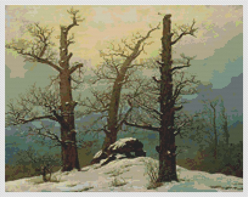 Dolmen in Snow Counted Cross Stitch Kit Caspar David Friedrich