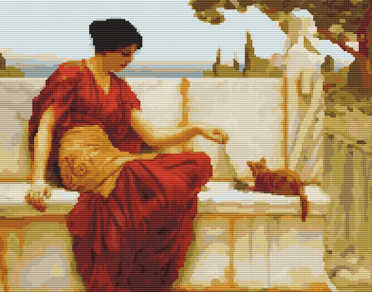 The Tease Cross Stitch Kit - Premium Cross Stitch Kit - John William Godward