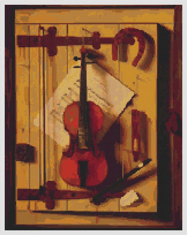 Still Life of Violin and Music Counted Cross Stitch Kit William Michael Hartnett