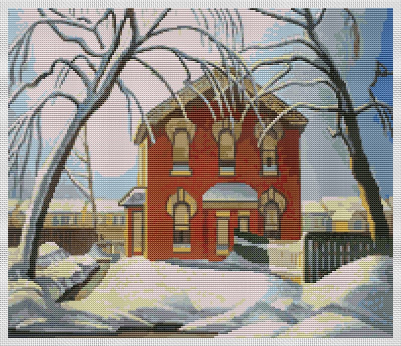 Red House Counted Cross Stitch Pattern Lawren Harris