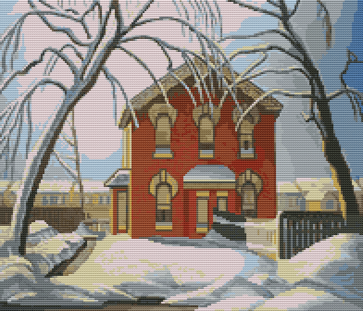 Red House Cross Stitch Kit - Premium Cross Stitch Kit - Lawren Harris