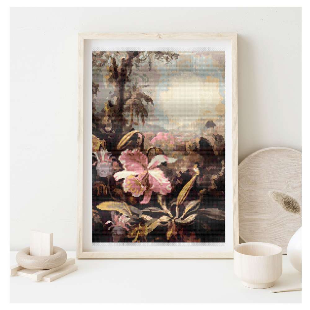 Orchids and Passion Flowers Counted Cross Stitch Pattern Martin Johnson Heade