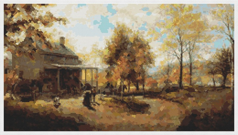 An October Day Counted Cross Stitch Pattern Edward Lamson Henry