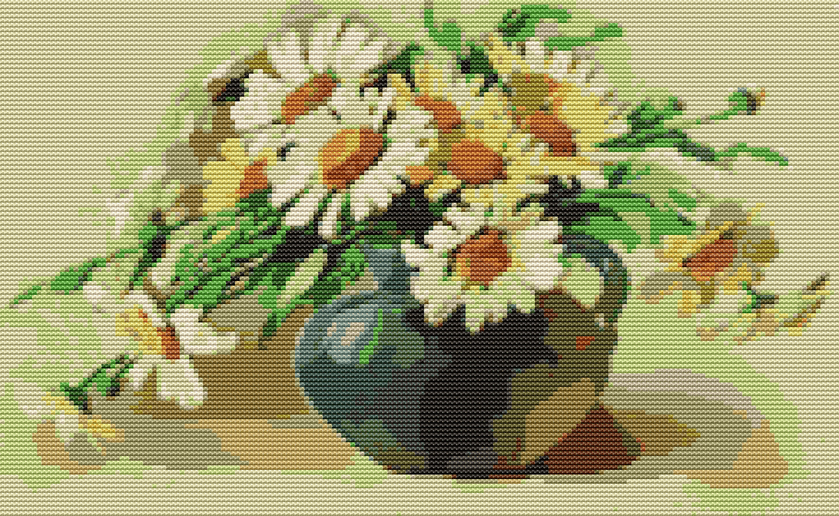 Daisies Cross Stitch Kit - Premium Cross Stitch Kit - Catharina Klein