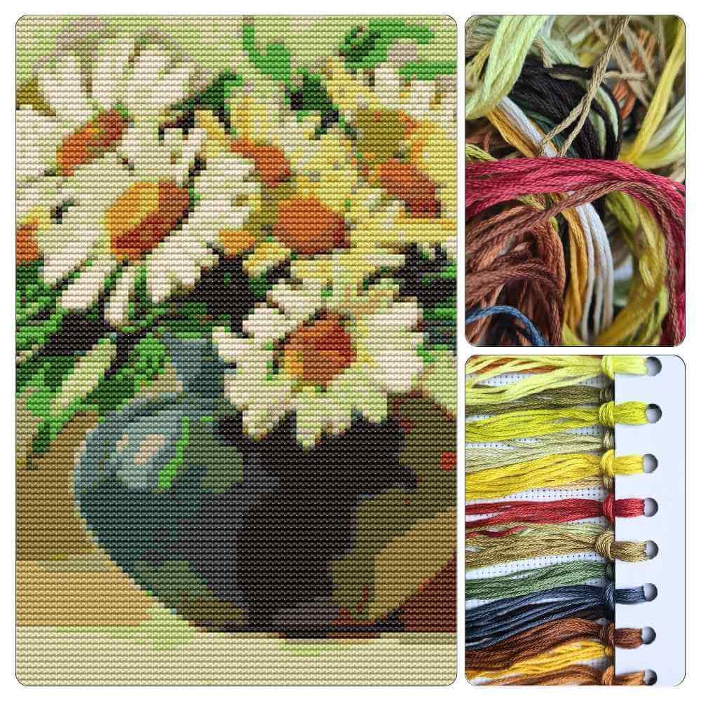 Daisies Cross Stitch Kit - Premium Cross Stitch Kit - Catharina Klein