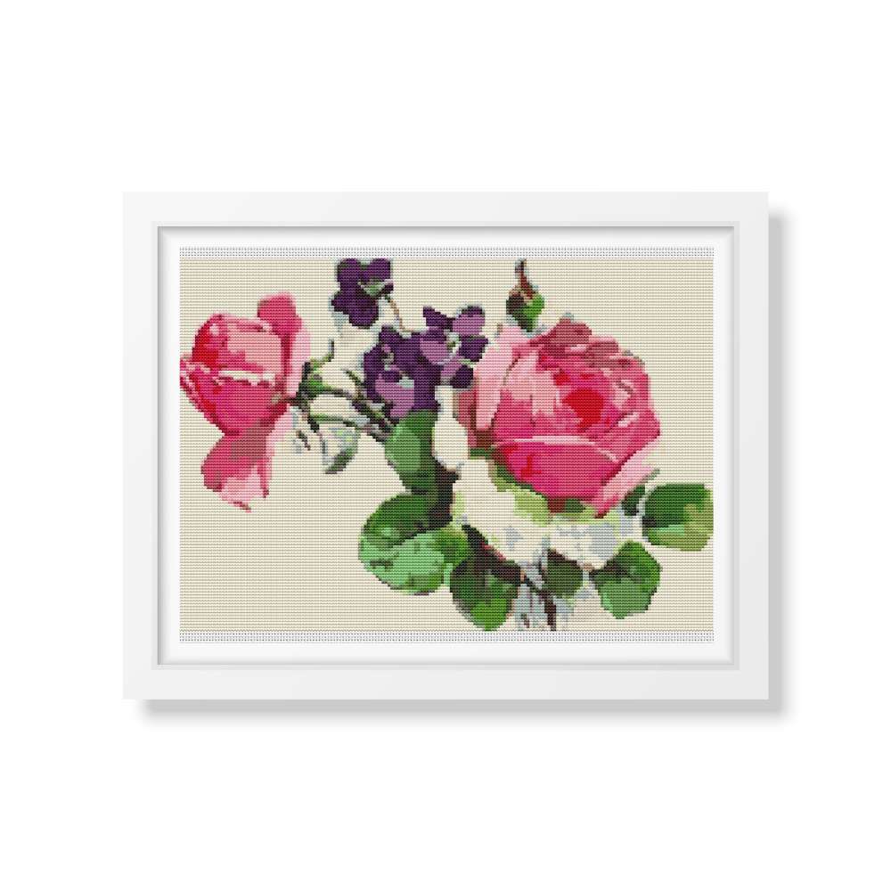 Pink Roses Counted Cross Stitch Pattern Catherine Klein