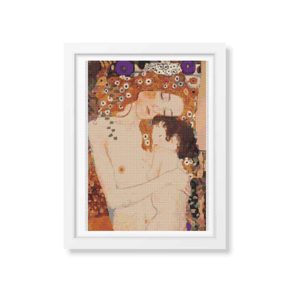 Mother and Child Counted Cross Stitch Pattern Gustav Klimt