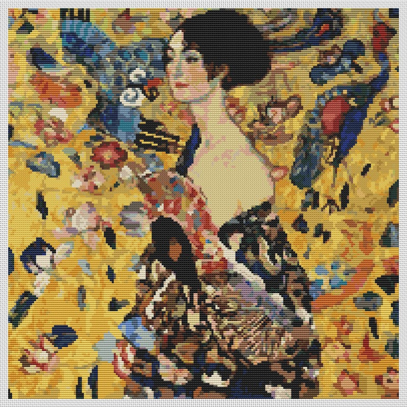 Lady with a Fan Counted Cross Stitch Kit Gustav Klimt