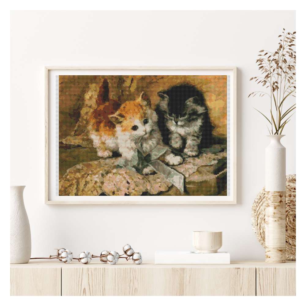Kittens and Bows Counted Cross Stitch Pattern Henriette Ronner Knip
