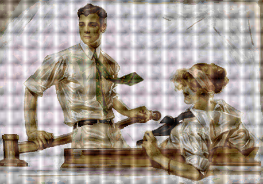 Couple in a Boat Cross Stitch Kit - Premium Cross Stitch Kit - J.C. Leyendecker
