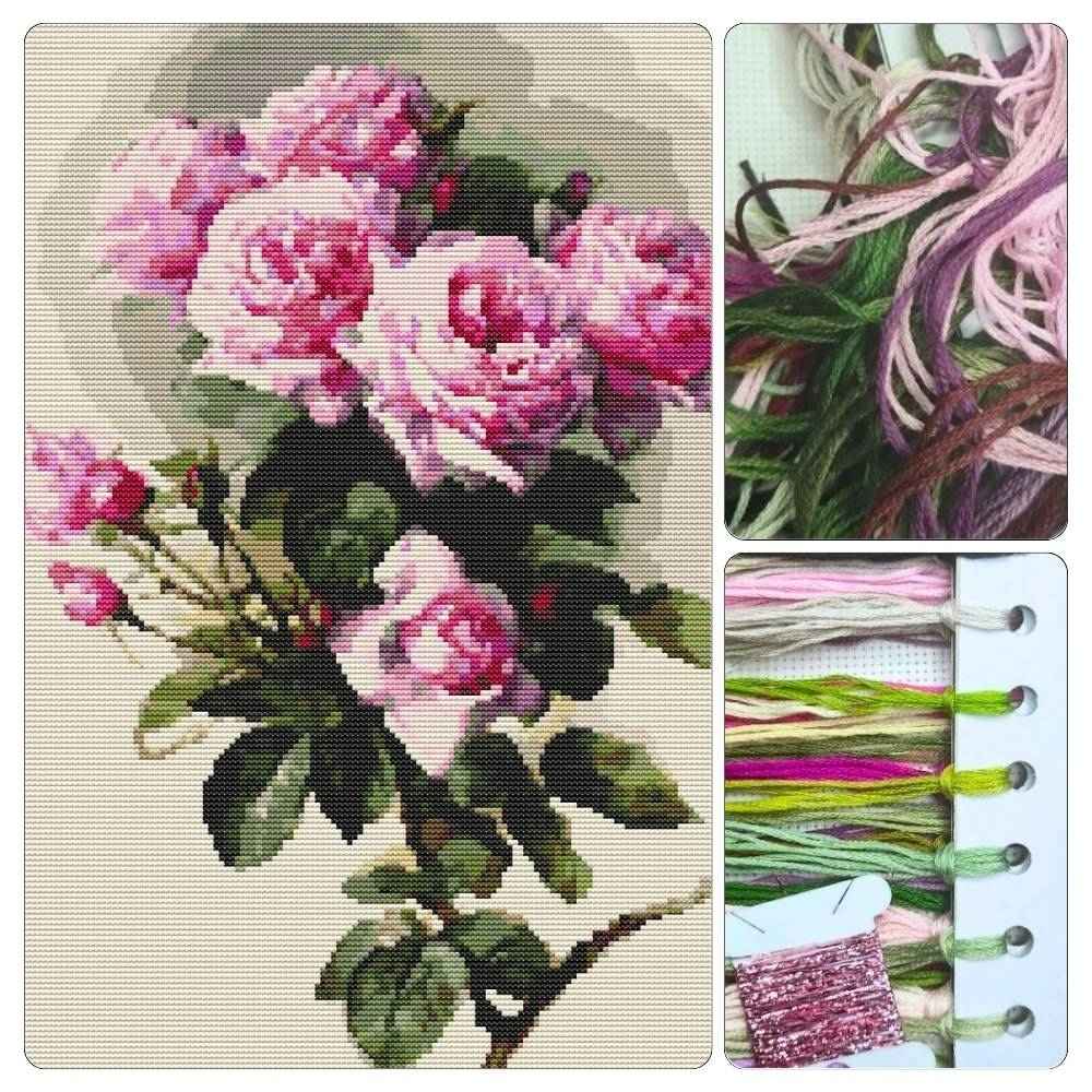 Roses and Bumblebees Cross Stitch Kit - Premium Cross Stitch Kit - Paul de Longpre