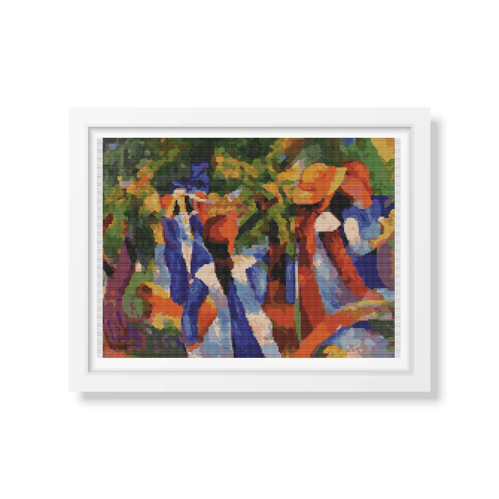 Girl Under the Trees Counted Cross Stitch Pattern August Macke