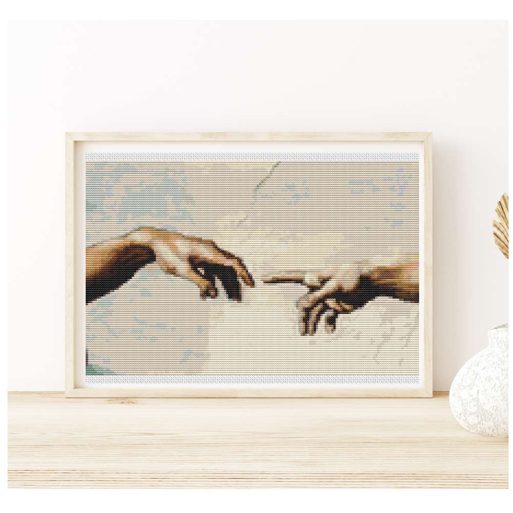 Hands of God and Adam Counted Cross Stitch Kit Michelangelo
