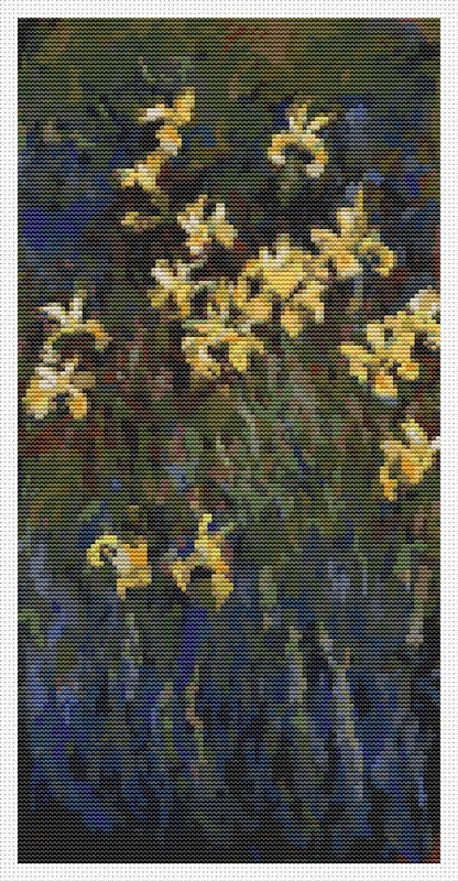 Yellow Irises Counted Cross Stitch Pattern Claude Monet