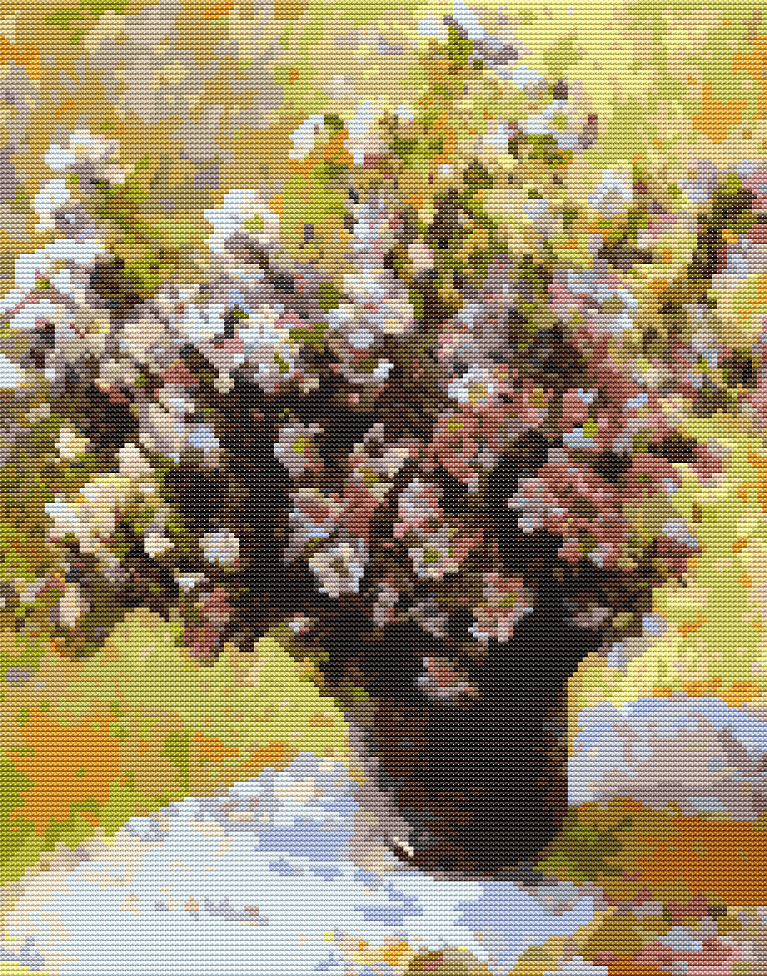 Bouquet of Mallows Cross Stitch Kit - Premium Cross Stitch Kit - Claude Monet