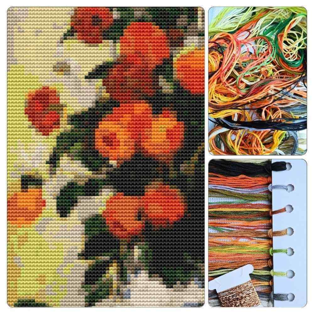 Dahlias II Cross Stitch Kit - Premium Cross Stitch Kit - Claude Monet