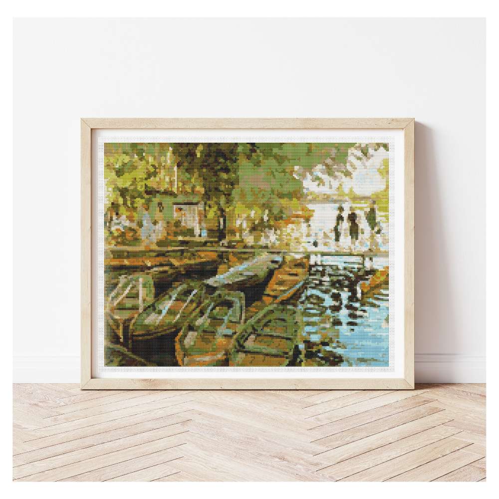 Bathing at La Grenouillere Counted Cross Stitch Kit Claude Monet