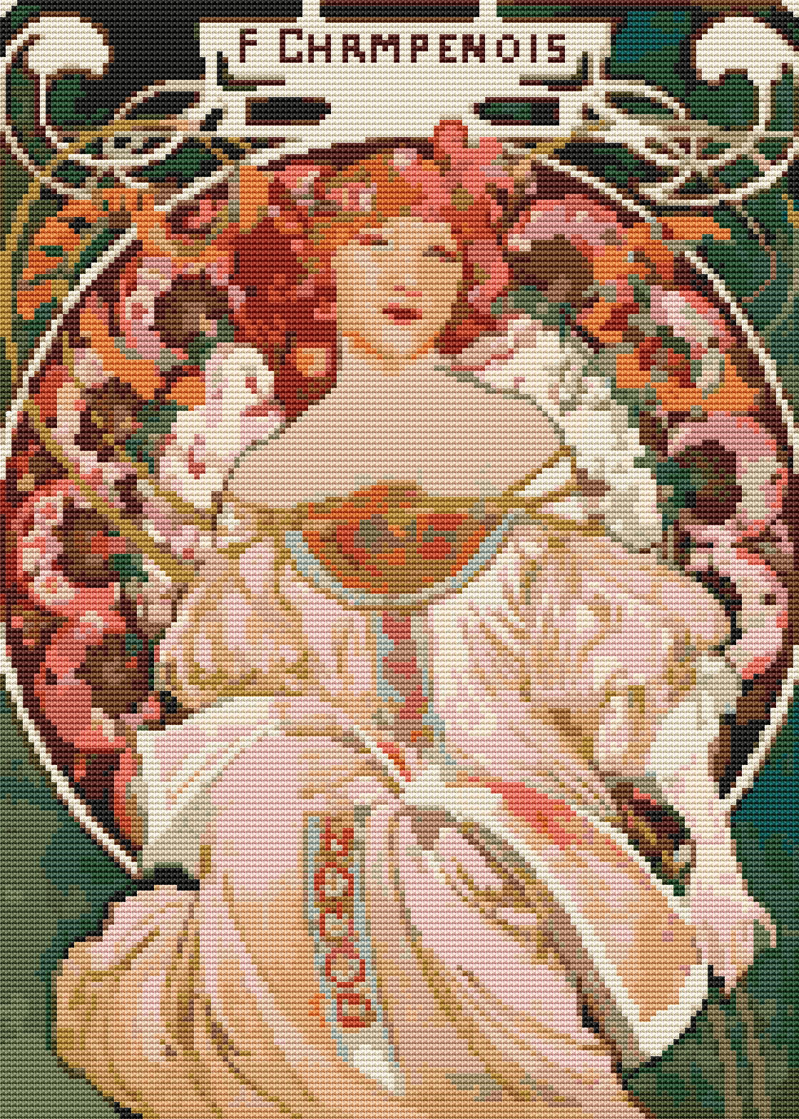 Champenois Cross Stitch Kit - Premium Cross Stitch Kit - Alphonse Mucha
