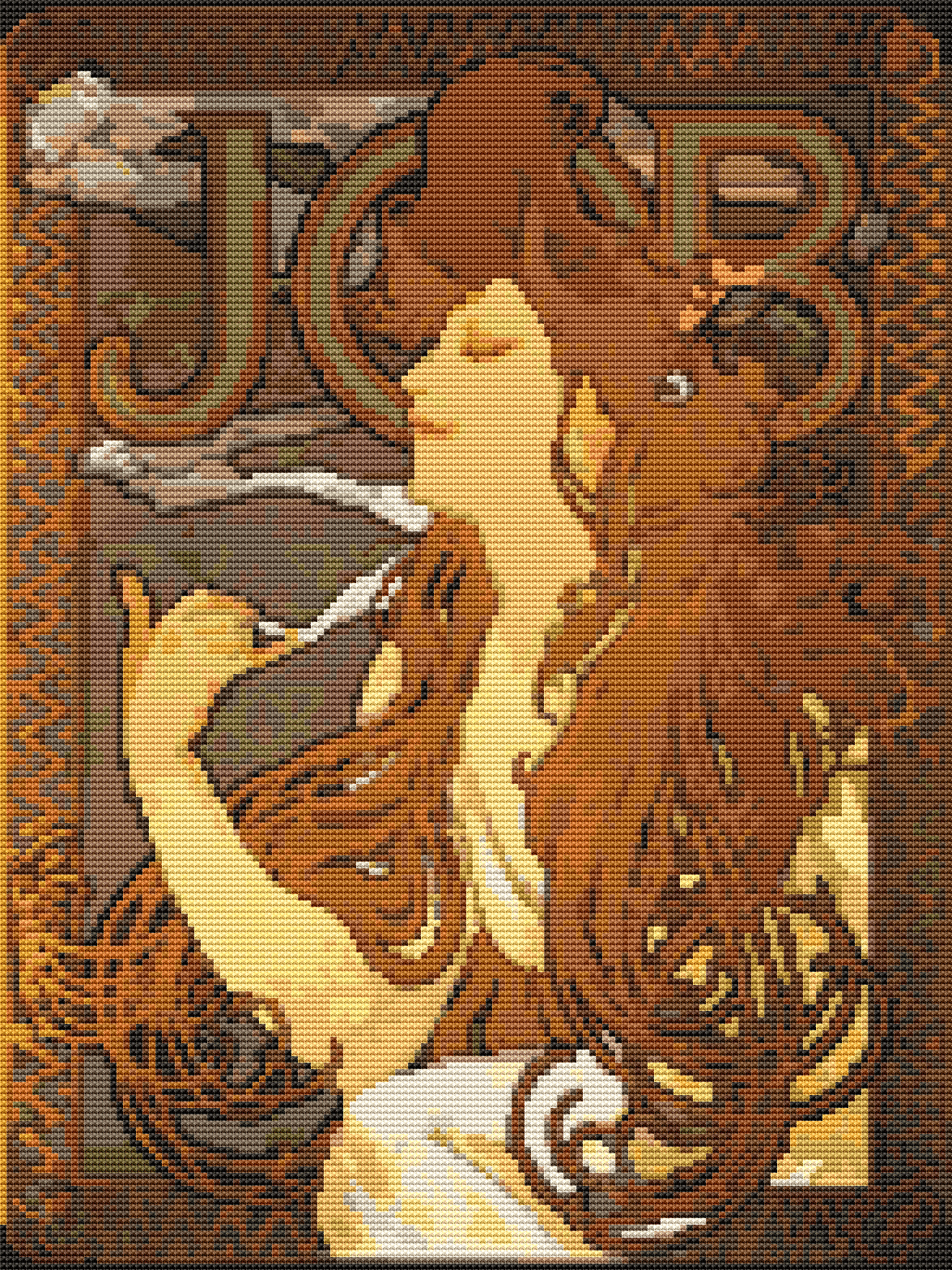 Job Cross Stitch Kit - Premium Cross Stitch Kit - Alphonse Mucha