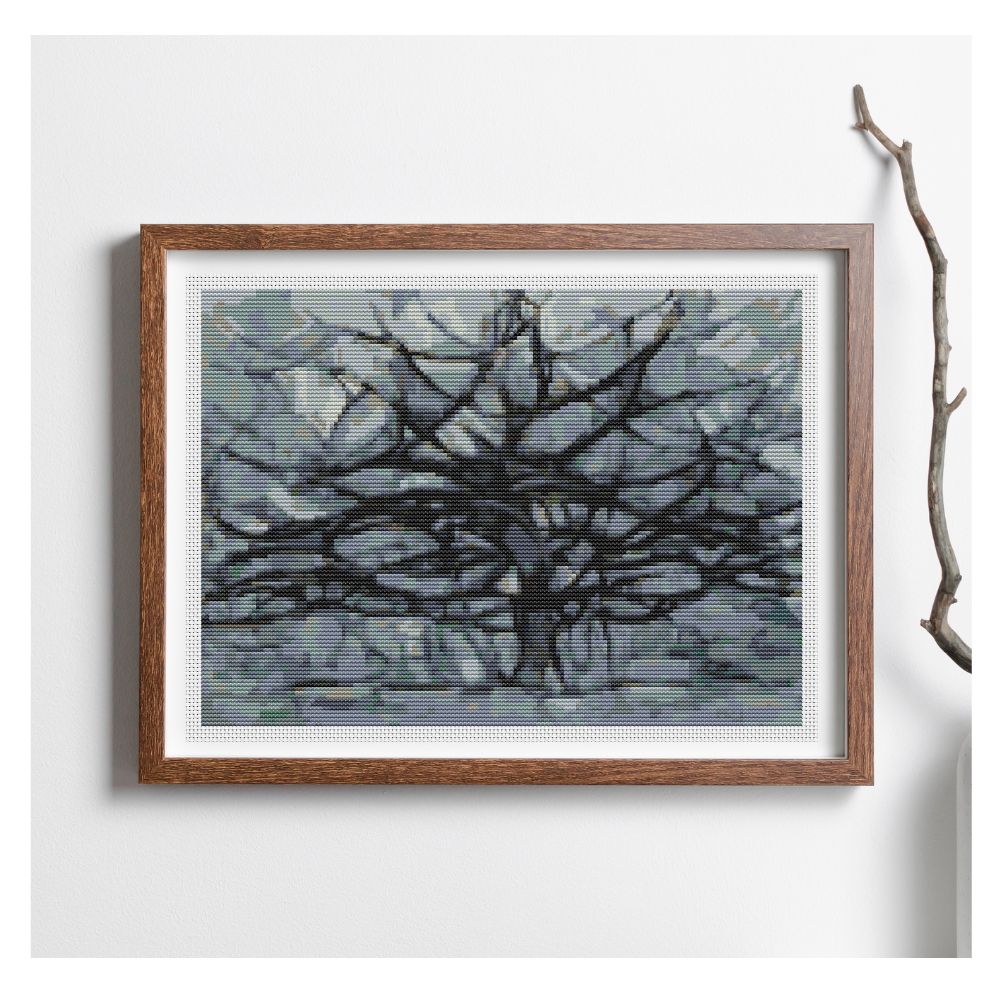 The Gray Tree Counted Cross Stitch Pattern Piet Mondrian