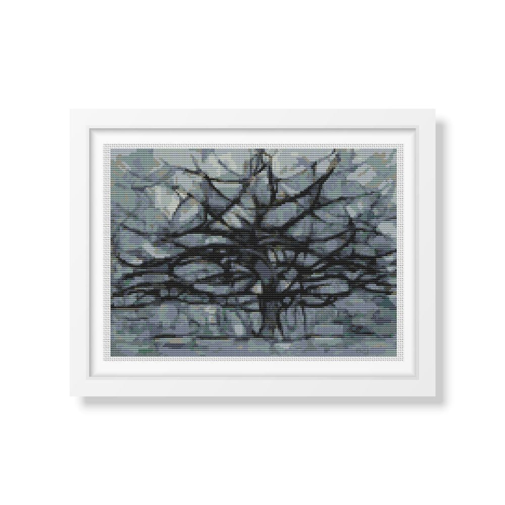 The Gray Tree Counted Cross Stitch Kit Piet Mondrian