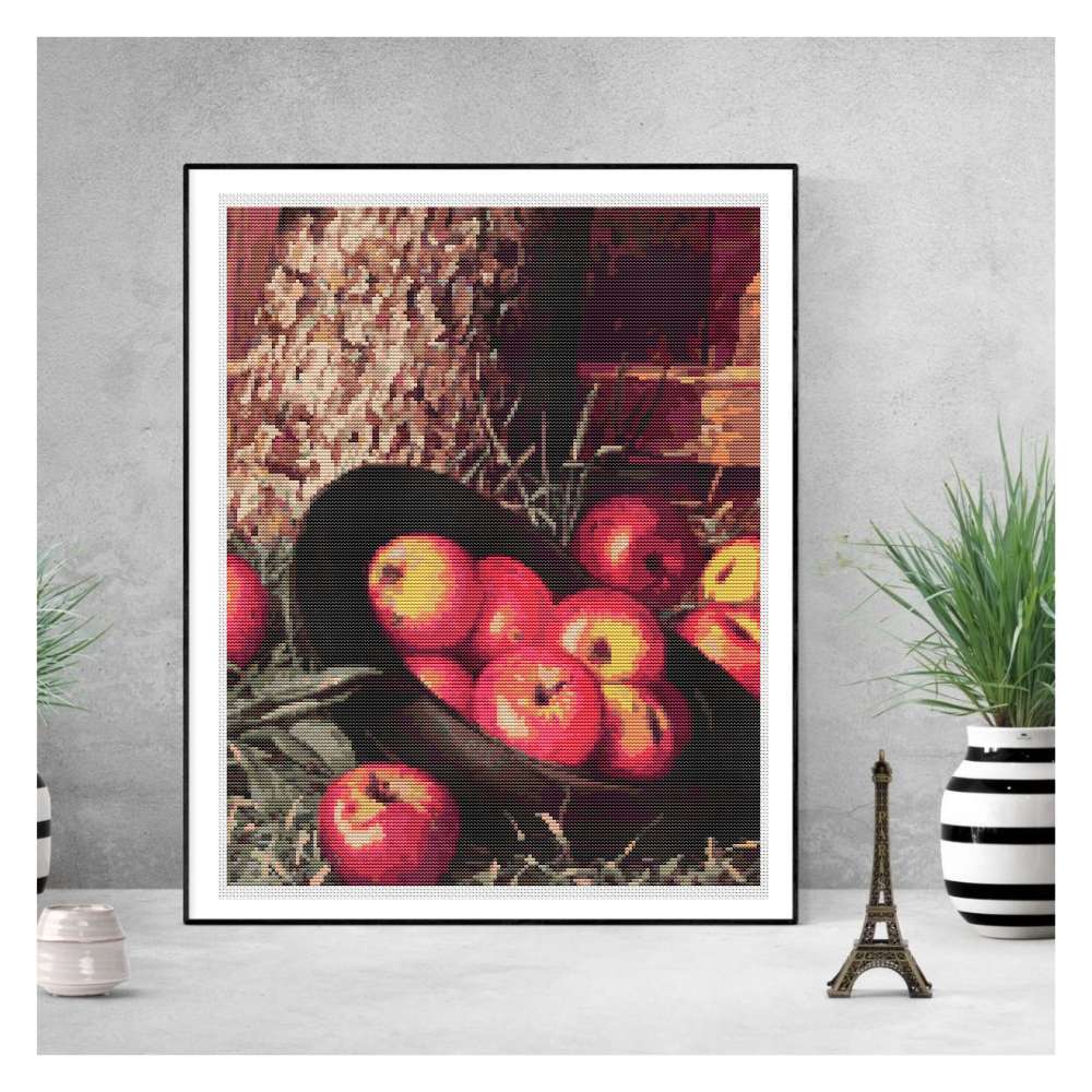 Still Life of Apples in a Hat Counted Cross Stitch Pattern Levi Wells Prentice