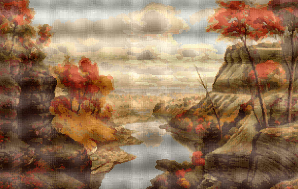 The Gorge at Letchworth Park Cross Stitch Kit - Premium Cross Stitch Kit - Levi Wells Prentice