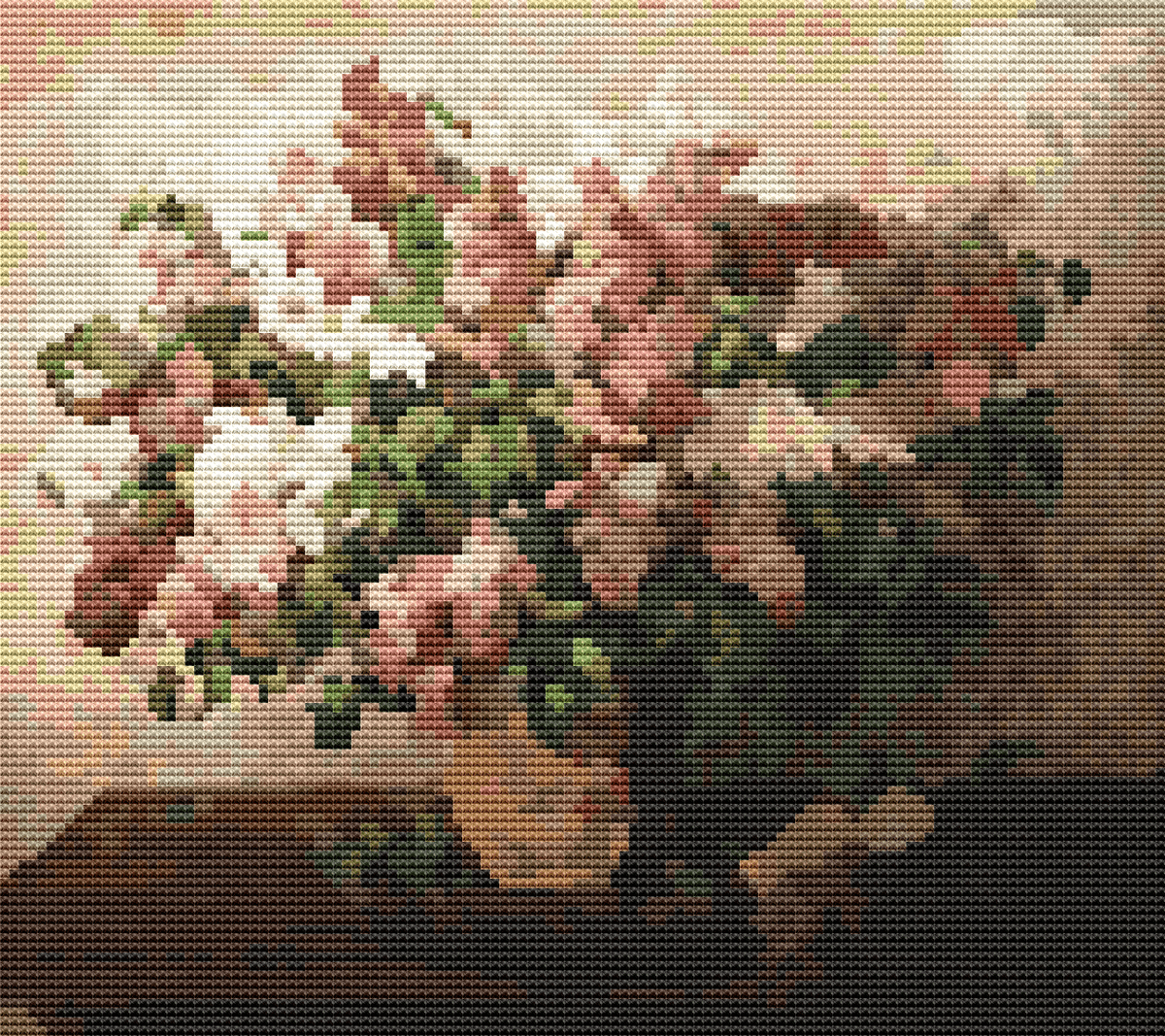 Lilacs in a Basket Cross Stitch Kit - Premium Cross Stitch Kit - Pyotr Konchalovsky