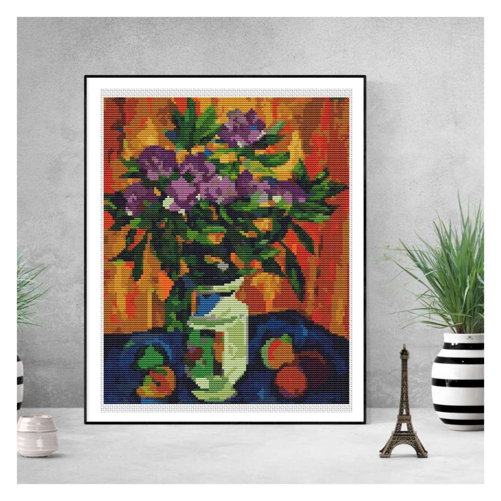 Still Life with Peonies in a Vase Counted Cross Stitch Pattern Pyotr Konchalovsky