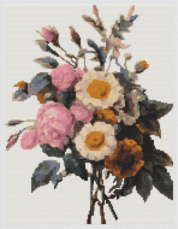 Flowers Counted Cross Stitch Kit (REDOU04) Pierre-Joseph Redouté