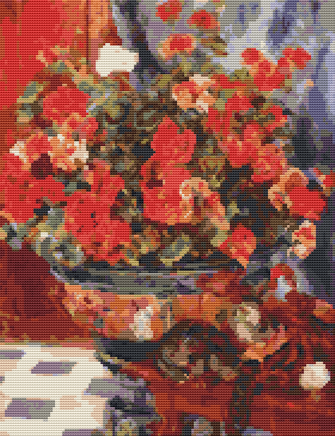 Geraniums and Cats Cross Stitch Kit - Premium Cross Stitch Kit - Pierre - Auguste Renoir