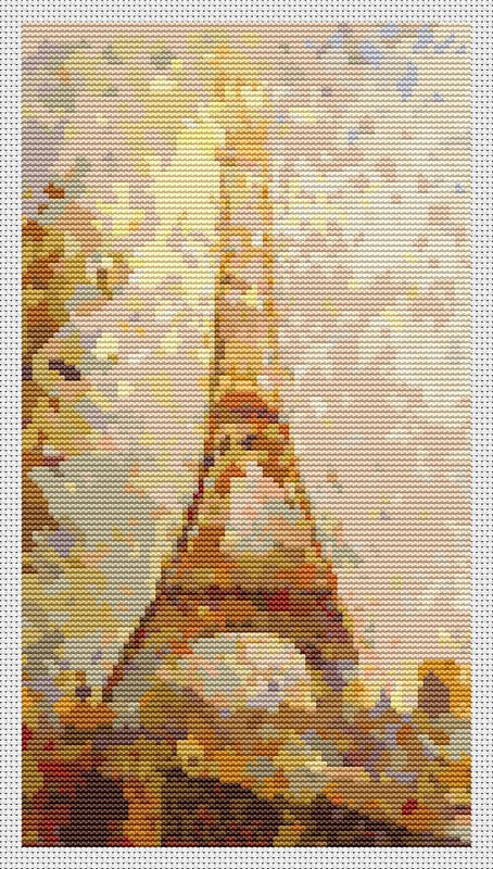 Eiffel Tower Counted Cross Stitch Pattern Georges Seurat
