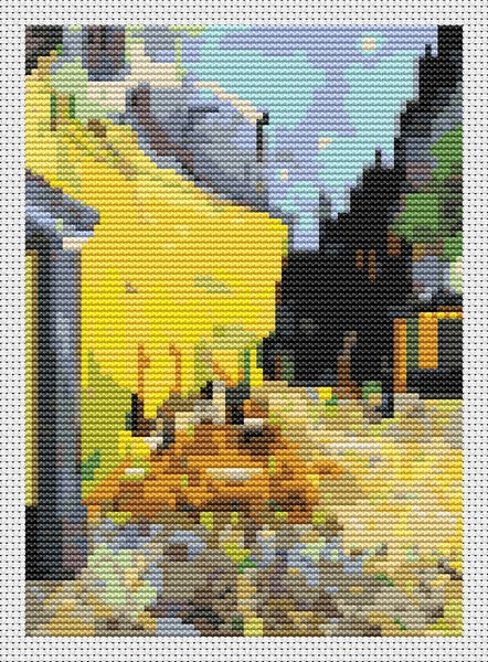 Cafe Terrace at Night Mini Counted Cross Stitch Kit Vincent Van Gogh
