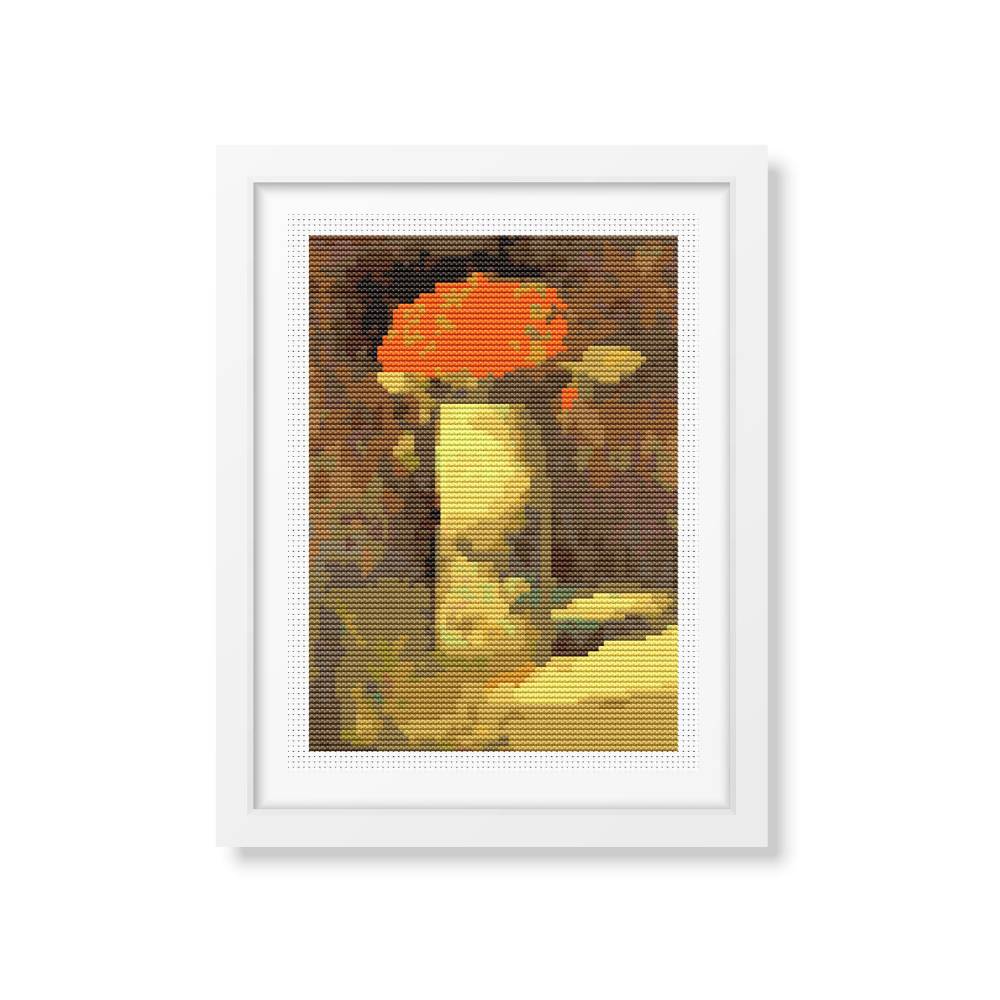Flowers in Vase Mini Counted Cross Stitch Pattern Georges Seurat