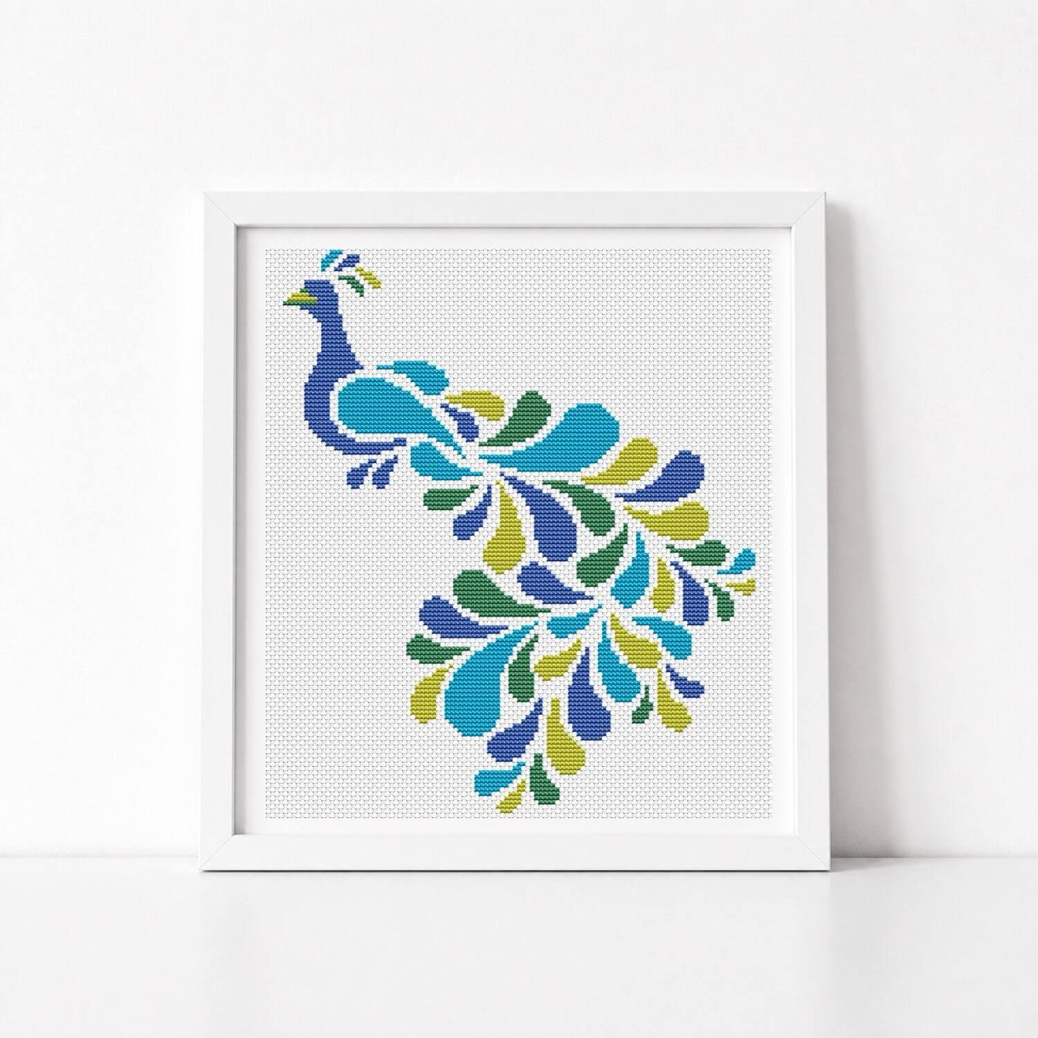 60s ARTEX 染み込み　三段　シングルステッチ　ビッグサイズ　XL 希少 Abstract Peacock Cross Stitch Kit | Beginner Embroidery