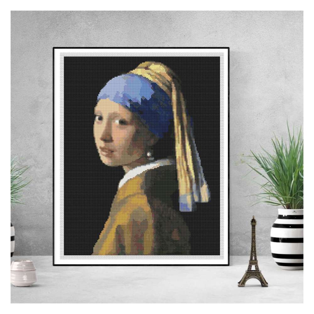The Girl with the Pearl Earring Cross Stitch Pattern Size 11 x 14 i