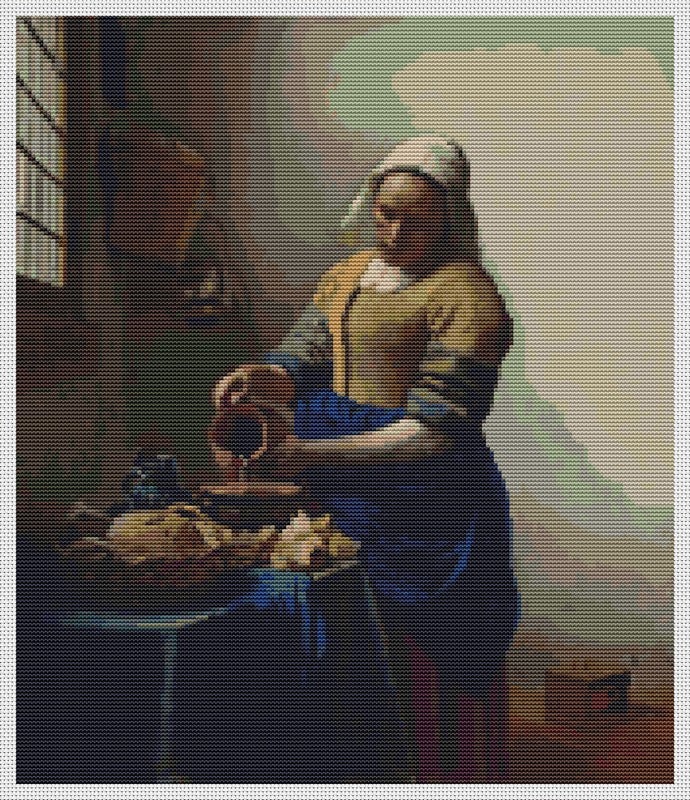 The Milkmaid Counted Cross Stitch Pattern Johannes Vermeer