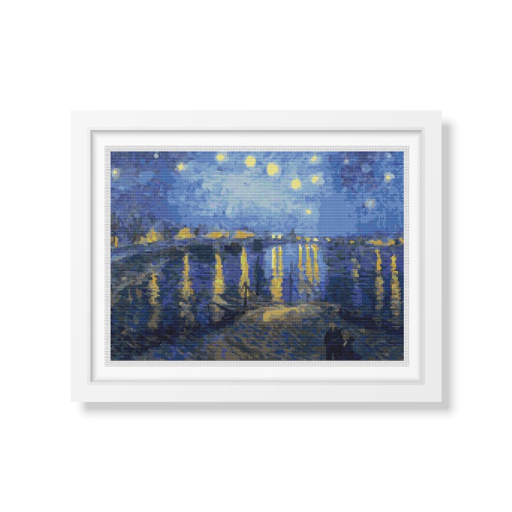 Starry Night over the Rhone Counted Cross Stitch Pattern Vincent Van Gogh