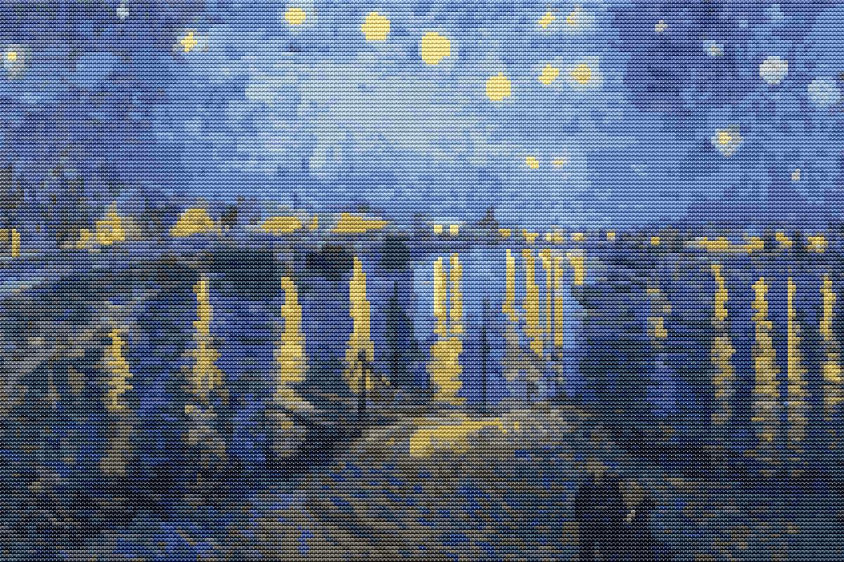 Starry Night over the Rhone Cross Stitch Pattern - Premium Cross Stitch Pattern - Vincent Van Gogh