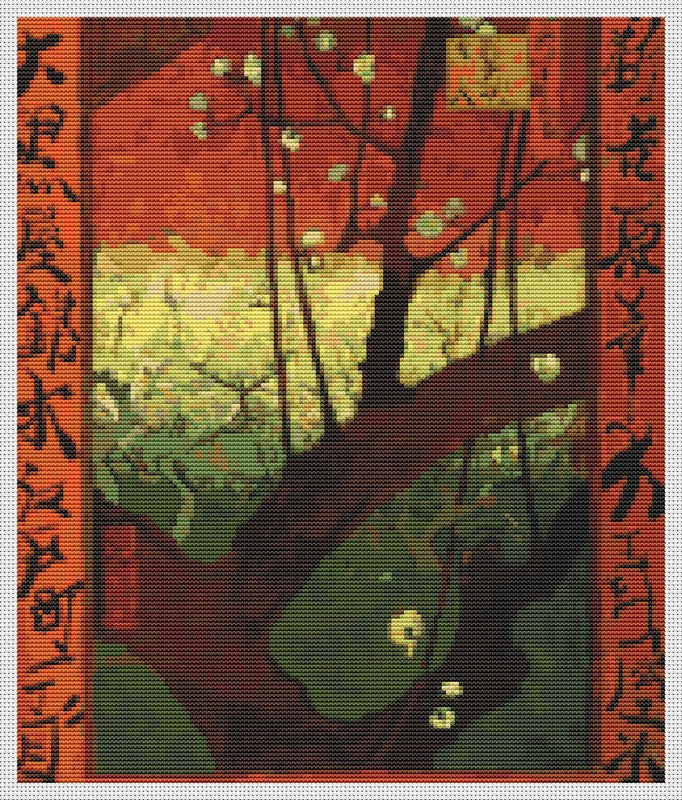 Japonaiserie after Hiroshige Counted Cross Stitch Kit Vincent Van Gogh
