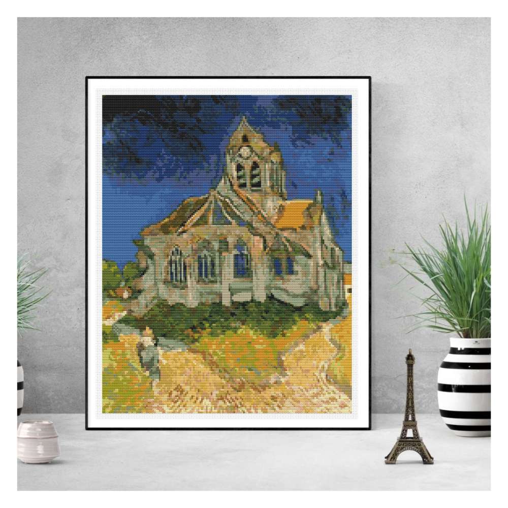 The Church at Auvers Sur Oise Counted Cross Stitch Pattern Vincent Van Gogh