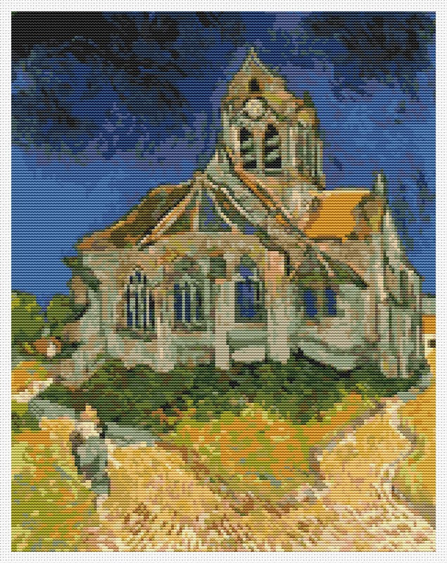 The Church at Auvers Sur Oise Counted Cross Stitch Kit Vincent Van Gogh