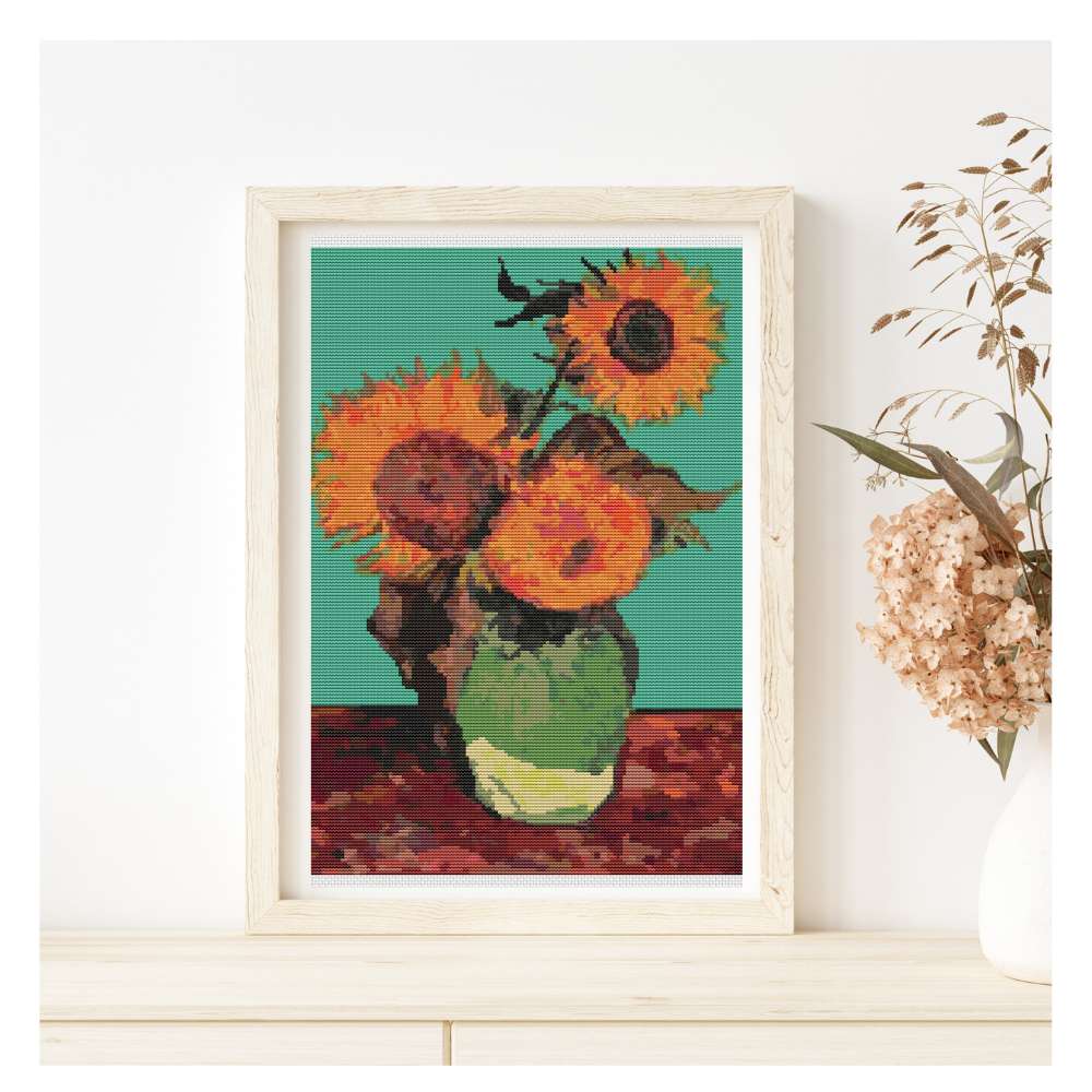 Vase with Three Sunflowers Counted Cross Stitch Kit Vincent Van Gogh